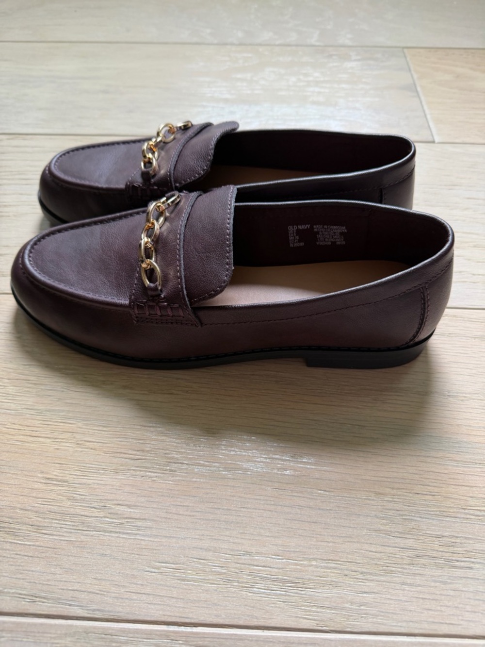 Old Navy Brown Faux Leather Loafers Gold Bit Detail Slip-On Flats women Size 9 - Picture 2 of 5